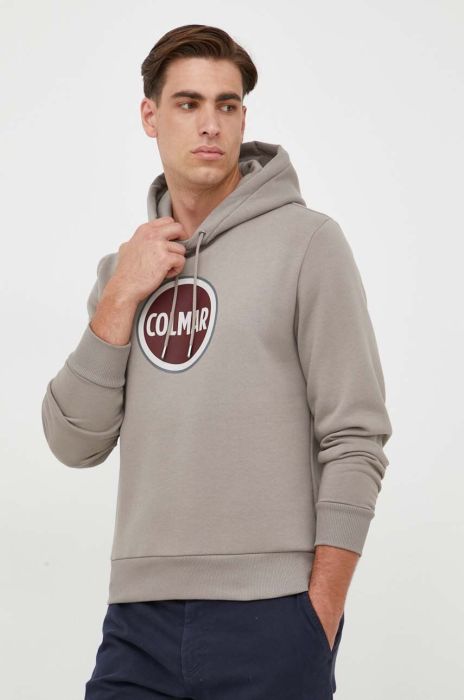Кофта Colmar чоловіча колір сірий з капюшоном з принтом