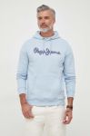 Бавовняна кофта Pepe Jeans чоловіча з капюшоном з аплікацією колір блакитний Бавовняна кофта Pepe Jeans чоловіча з капюшоном з аплікацією колір блакитний