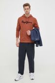 Бавовняна кофта Pepe Jeans Ryan чоловіча колір коричневий з капюшоном з аплікацією