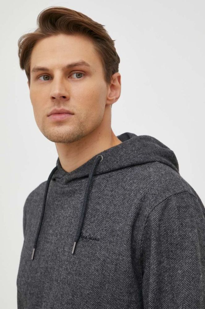Кофта Pepe Jeans Mondra чоловіча колір сірий з капюшоном візерунок фото 4