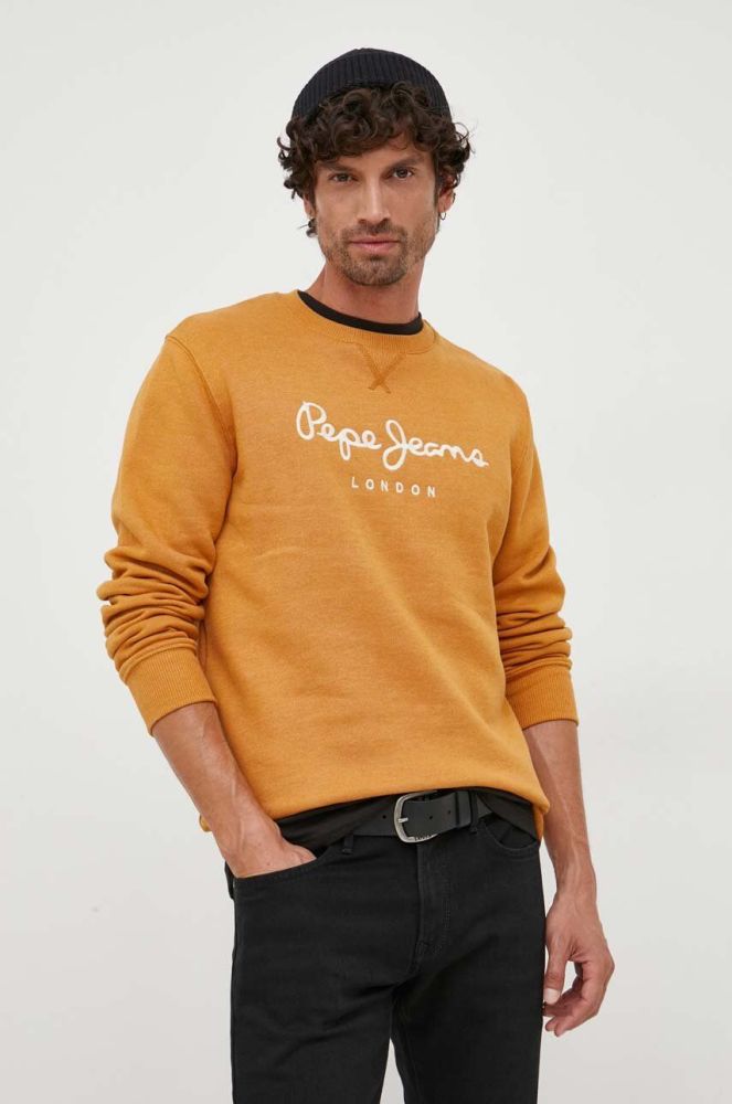 Кофта Pepe Jeans чоловіча колір помаранчевий з аплікацією