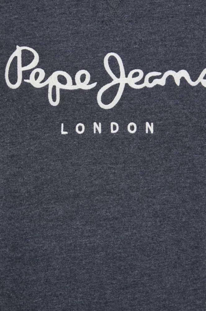 Кофта Pepe Jeans чоловіча колір сірий з капюшоном з аплікацією фото 5