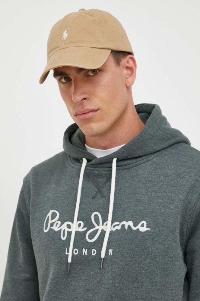 Кофта Pepe Jeans Nouvel чоловіча колір зелений з капюшоном з аплікацією фото 4
