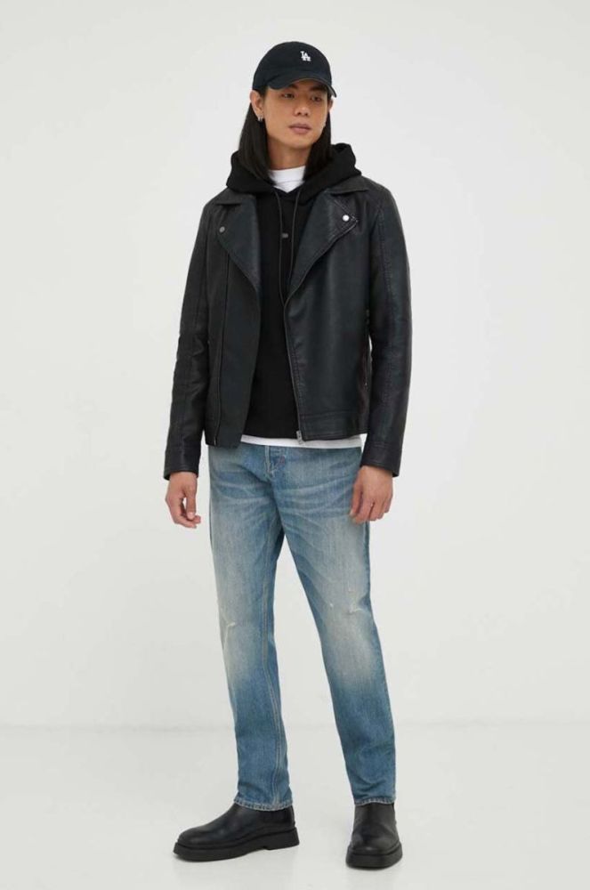 Кофта G-Star Raw чоловіча колір чорний з капюшоном однотонна фото 2
