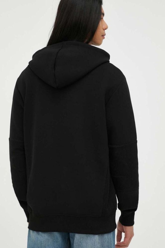 Кофта G-Star Raw чоловіча колір чорний з капюшоном однотонна фото 3