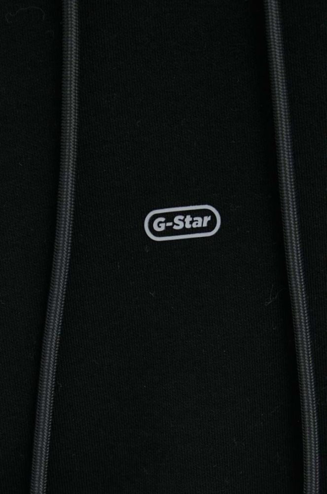 Кофта G-Star Raw чоловіча колір чорний з капюшоном однотонна фото 6