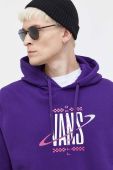 Бавовняна кофта Vans чоловіча колір фіолетовий з капюшоном з принтом