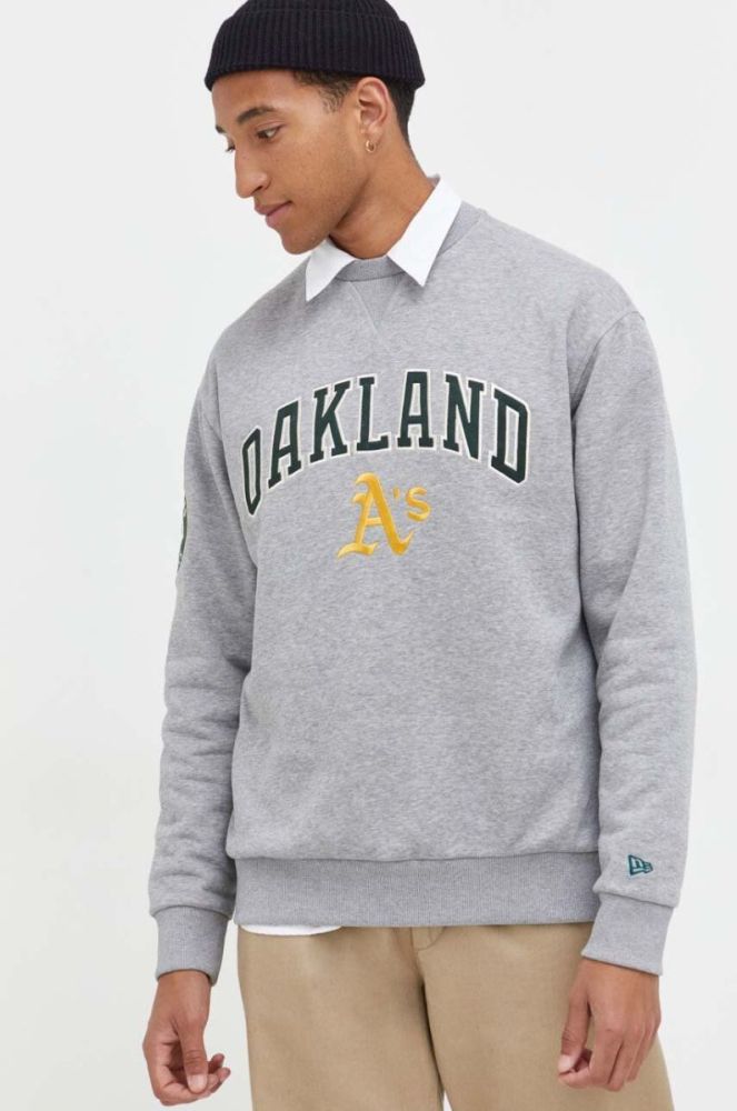 Кофта New Era чоловіча колір сірий меланж OAKLAND ATHLETICS фото 4