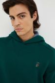 Бавовняна кофта PS Paul Smith чоловіча колір зелений з капюшоном однотонна (3473543)