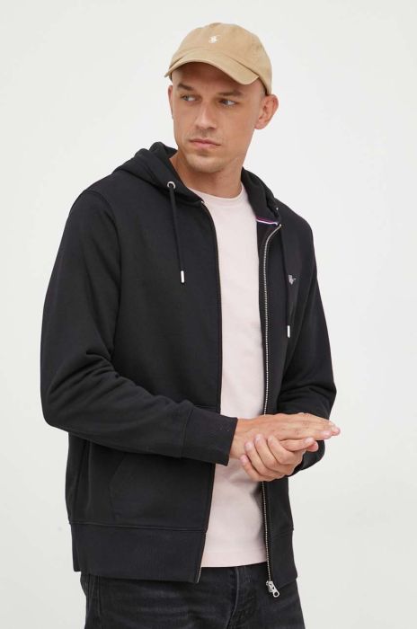 Кофта Gant чоловіча колір чорний з капюшоном однотонна (3341878)