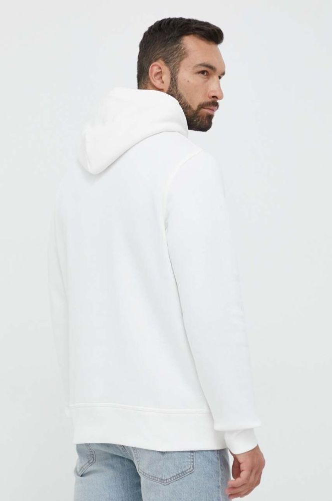 Кофта Gant чоловіча колір білий з капюшоном з аплікацією фото 2