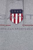 Кофта Gant чоловіча колір сірий з капюшоном з аплікацією (3337934)