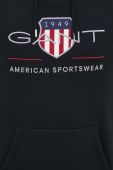 Кофта Gant чоловіча колір чорний з капюшоном з аплікацією (3337928)