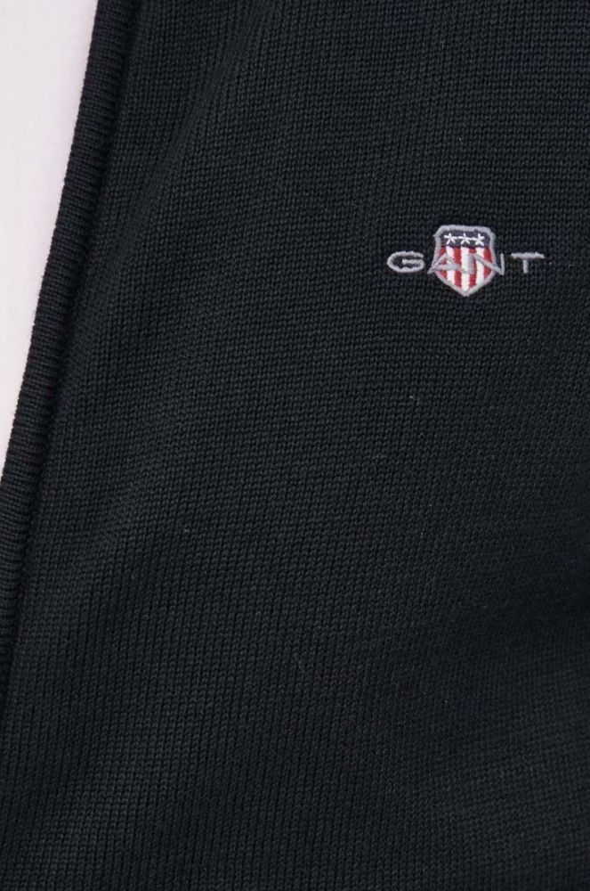 Бавовняний кардиган Gant колір чорний фото 5