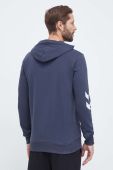 Бавовняна кофта Hummel чоловіча колір синій з капюшоном з принтом