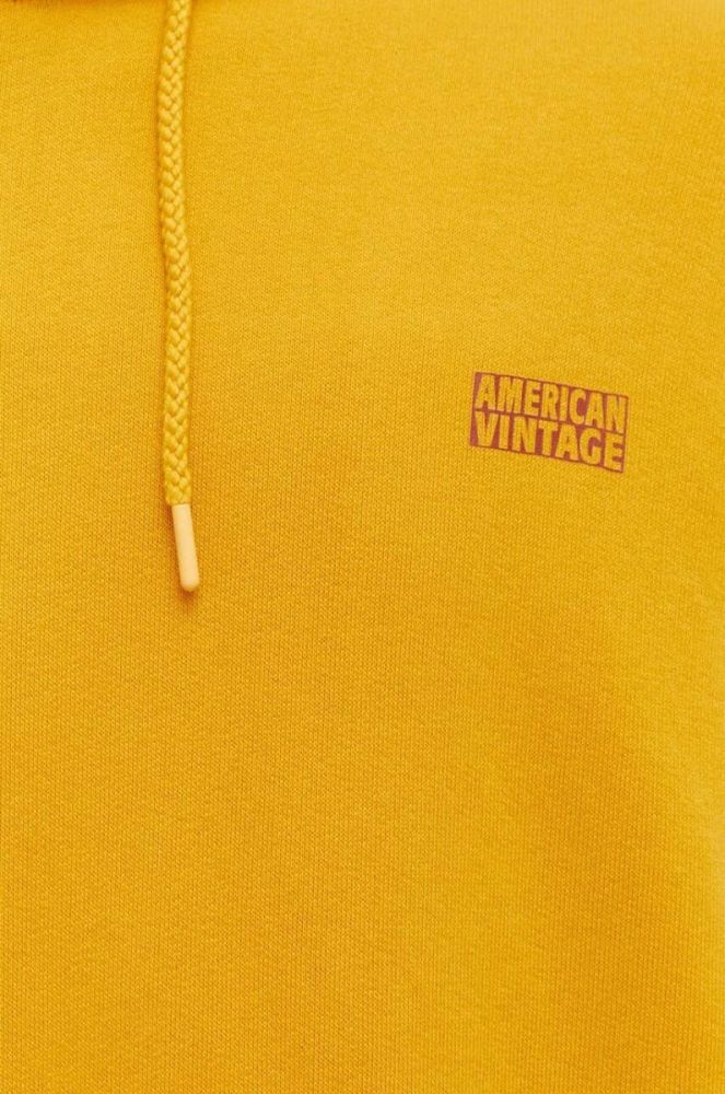 Кофта American Vintage чоловіча колір жовтий з капюшоном з принтом фото 6