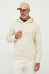 Бавовняна кофта United Colors of Benetton чоловіча колір бежевий з капюшоном однотонна