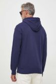 Бавовняна кофта United Colors of Benetton чоловіча колір синій з капюшоном однотонна (3403336)
