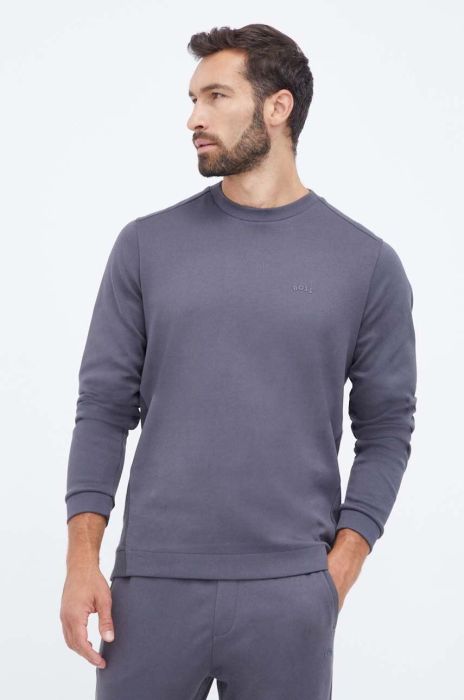 Бавовняна кофта Boss Green BOSS GREEN чоловіча колір сірий однотонна