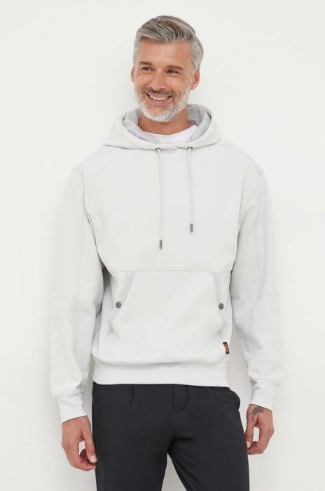 Кофта Boss Orange BOSS ORANGE чоловіча колір сірий з капюшоном однотонна