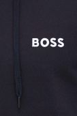 Бавовняна кофта лаунж BOSS колір чорний з капюшоном з аплікацією