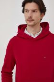 Кофта Tommy Hilfiger чоловіча колір бордовий з капюшоном однотонна