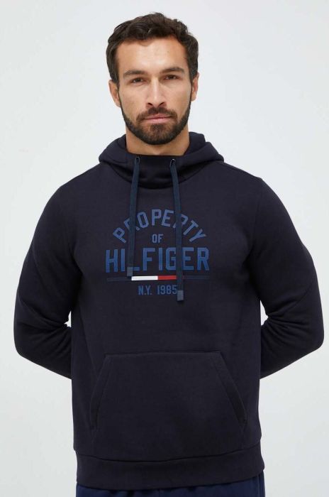 Кофта Tommy Hilfiger чоловіча колір синій з капюшоном з принтом (3510121)