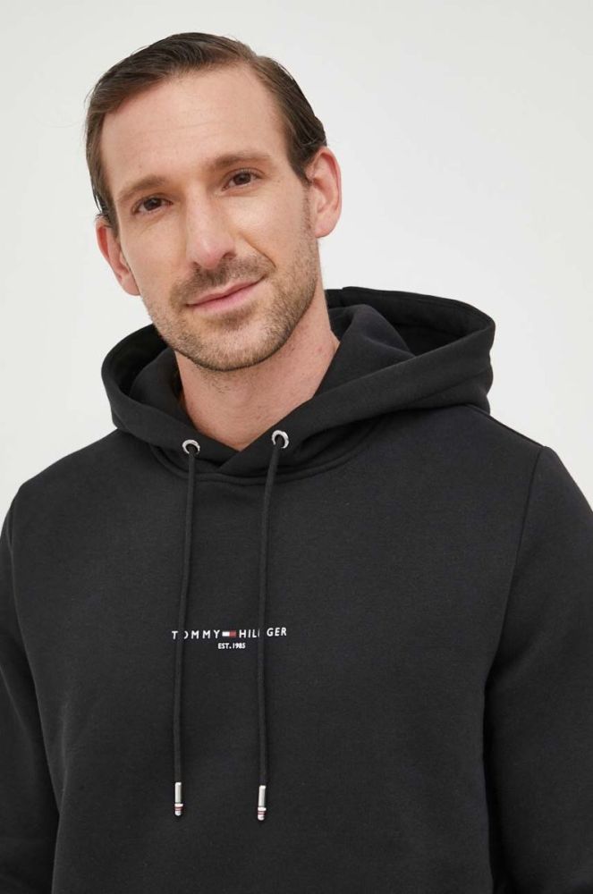 Кофта Tommy Hilfiger чоловіча колір чорний з капюшоном з принтом (3546140) фото 4