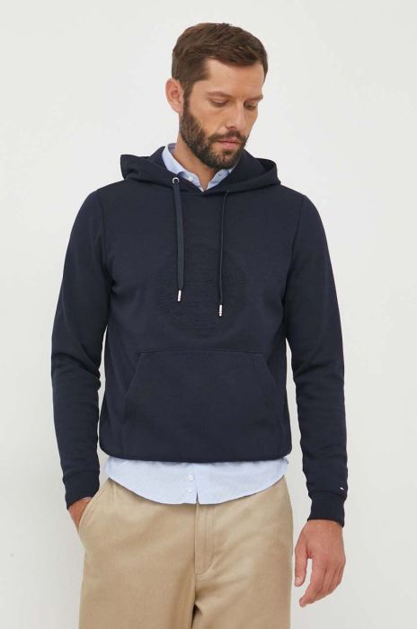 Кофта Tommy Hilfiger чоловіча колір синій з капюшоном з аплікацією (3511409)