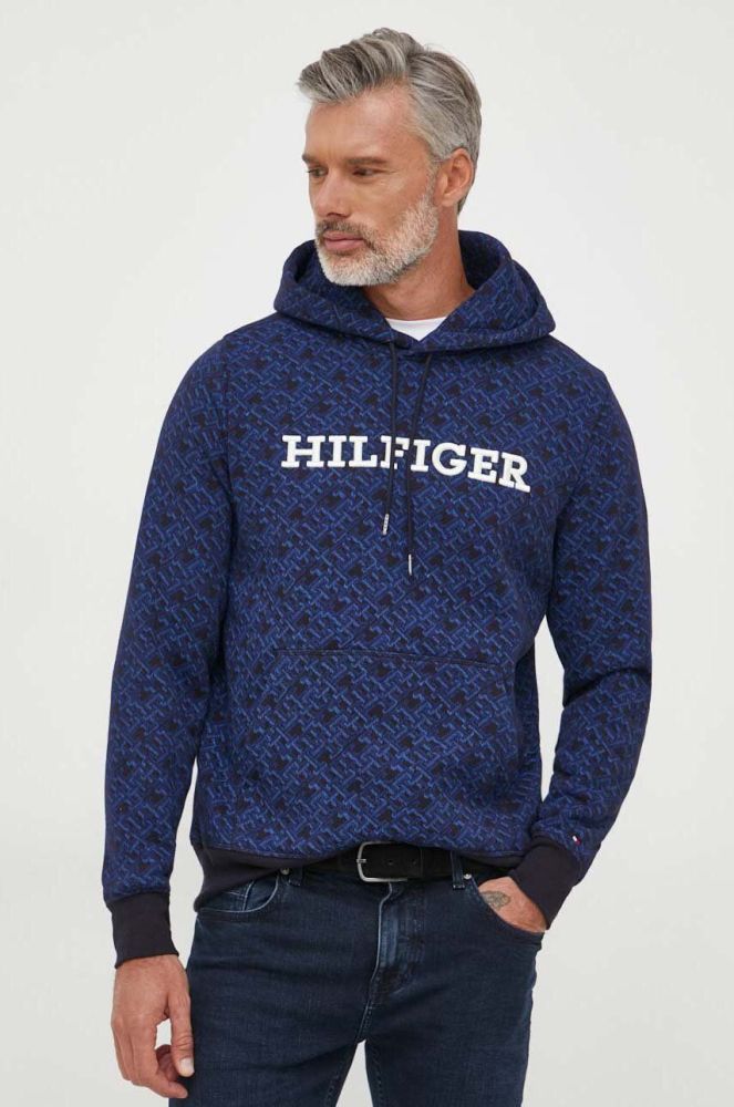 Кофта Tommy Hilfiger чоловіча колір синій з капюшоном візерунок (3403346)