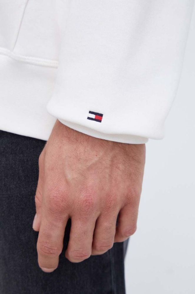 Кофта Tommy Hilfiger чоловіча колір бежевий з капюшоном з аплікацією (3519729) фото 5