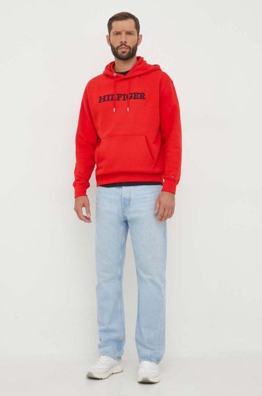 Кофта Tommy Hilfiger чоловіча колір червоний з капюшоном з аплікацією (3519719) фото 2