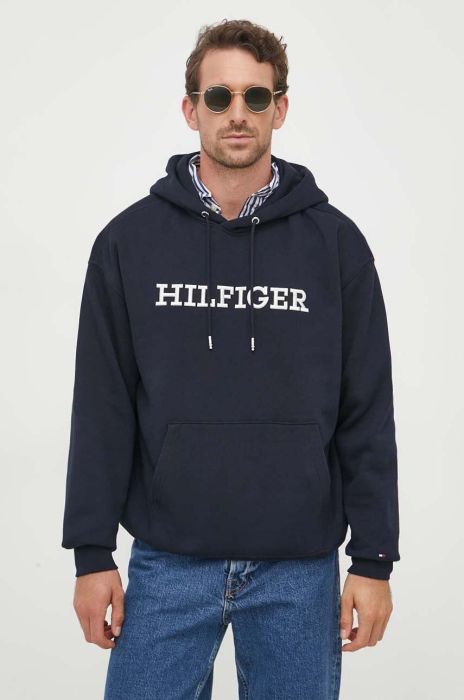 Кофта Tommy Hilfiger чоловіча колір синій з капюшоном з аплікацією (3519724)