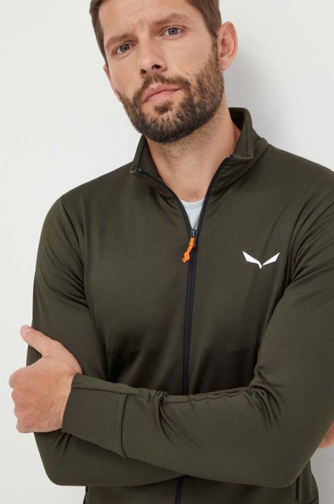 Спортивна кофта Salewa Puez Polarlite колір зелений однотонна фото 4