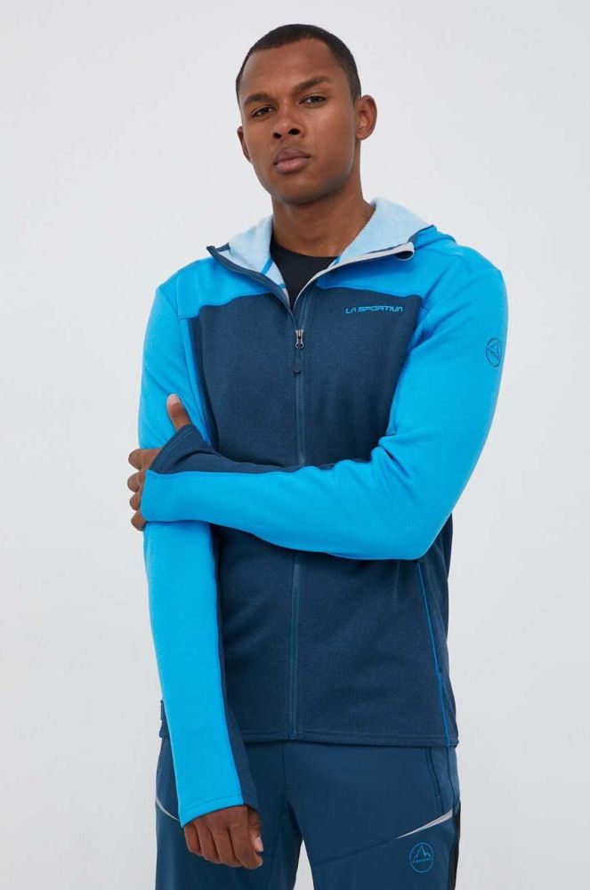 Спортивна кофта LA Sportiva Cosmic Hoody колір синій з капюшоном візерунок