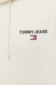 Бавовняна кофта Tommy Jeans чоловіча колір бежевий з капюшоном з принтом (3418761)