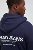 Бавовняна кофта Tommy Jeans чоловіча колір синій з капюшоном з принтом (3418776)