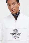 Бавовняна кофта Tommy Jeans чоловіча колір білий з аплікацією (3574300)