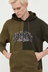 Бавовняна кофта Tommy Jeans чоловіча колір зелений з капюшоном з аплікацією (3559430)