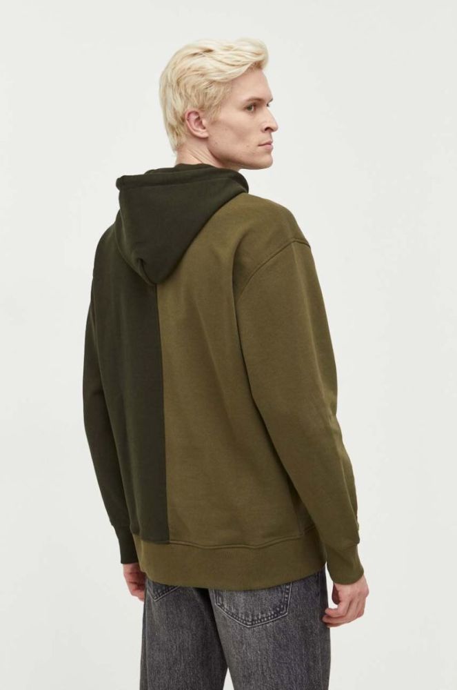 Бавовняна кофта Tommy Jeans чоловіча колір зелений з капюшоном з аплікацією (3559430) фото 3