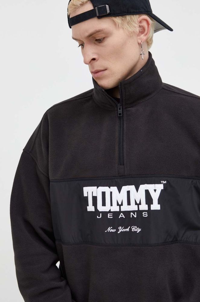 Кофта Tommy Jeans чоловіча колір чорний з аплікацією (3557624)