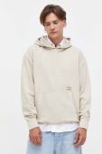 Бавовняна кофта Tommy Jeans чоловіча колір бежевий з капюшоном з аплікацією (3632629)