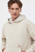 Бавовняна кофта Tommy Jeans чоловіча колір бежевий з капюшоном з аплікацією (3632629)