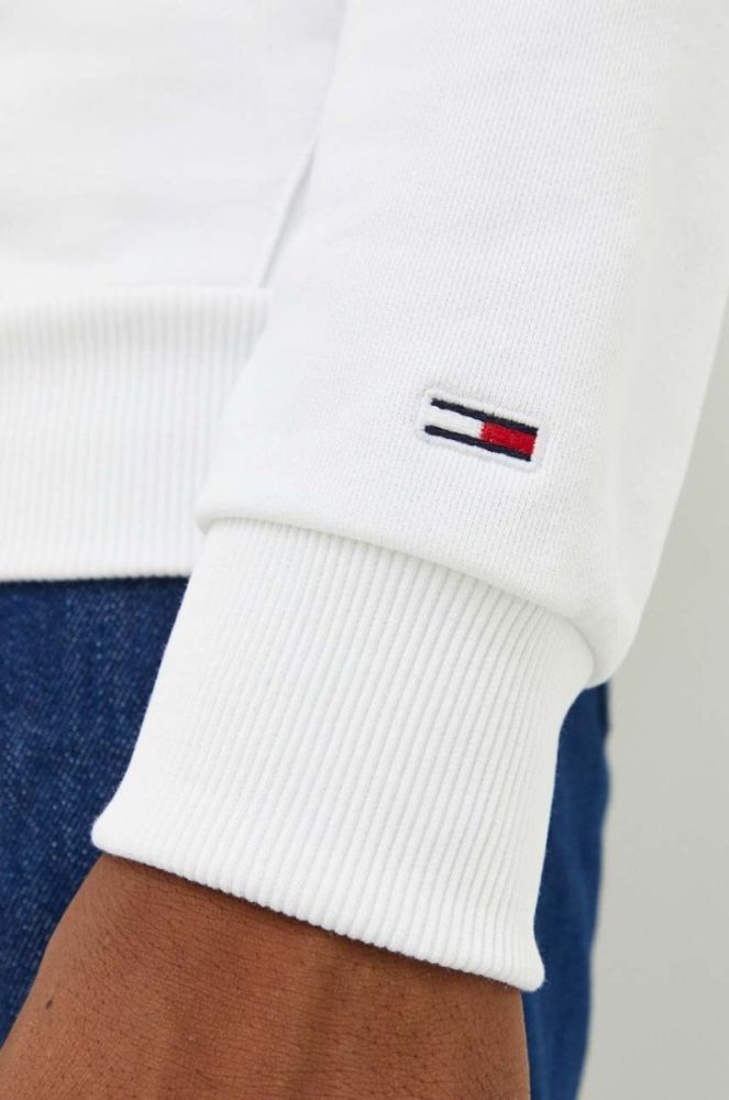 Бавовняна кофта Tommy Jeans чоловіча колір білий з капюшоном з принтом (3418786) фото 6