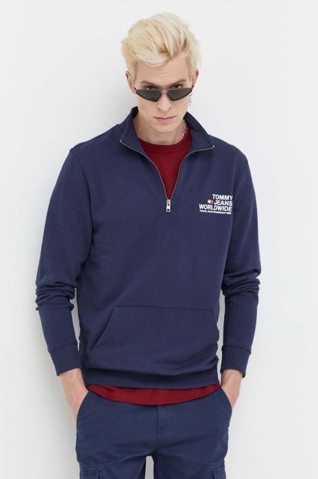 Бавовняна кофта Tommy Jeans чоловіча колір синій з принтом (3537409)