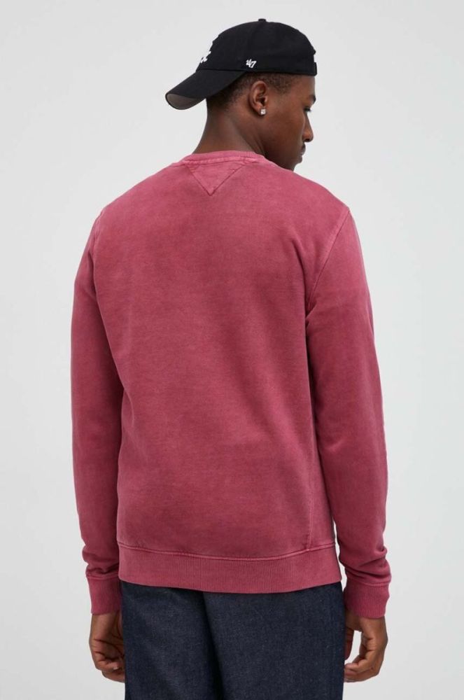 Кофта Tommy Jeans чоловіча колір рожевий з капюшоном з принтом фото 3