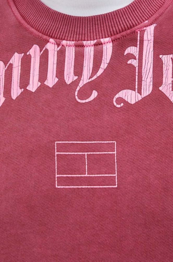 Кофта Tommy Jeans чоловіча колір рожевий з капюшоном з принтом фото 5