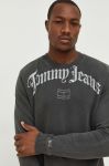 Кофта Tommy Jeans чоловіча колір сірий з капюшоном з принтом Кофта Tommy Jeans чоловіча колір сірий з капюшоном з принтом