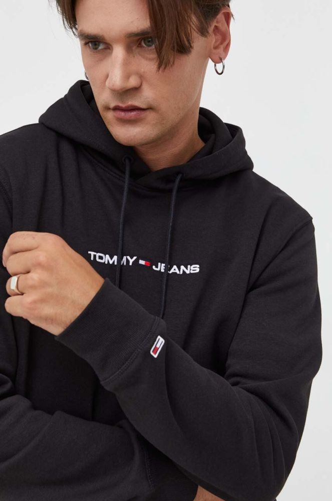 Кофта Tommy Jeans чоловіча колір чорний з капюшоном з аплікацією (3540948)