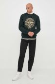 Бавовняна кофта Trussardi чоловіча колір зелений з принтом